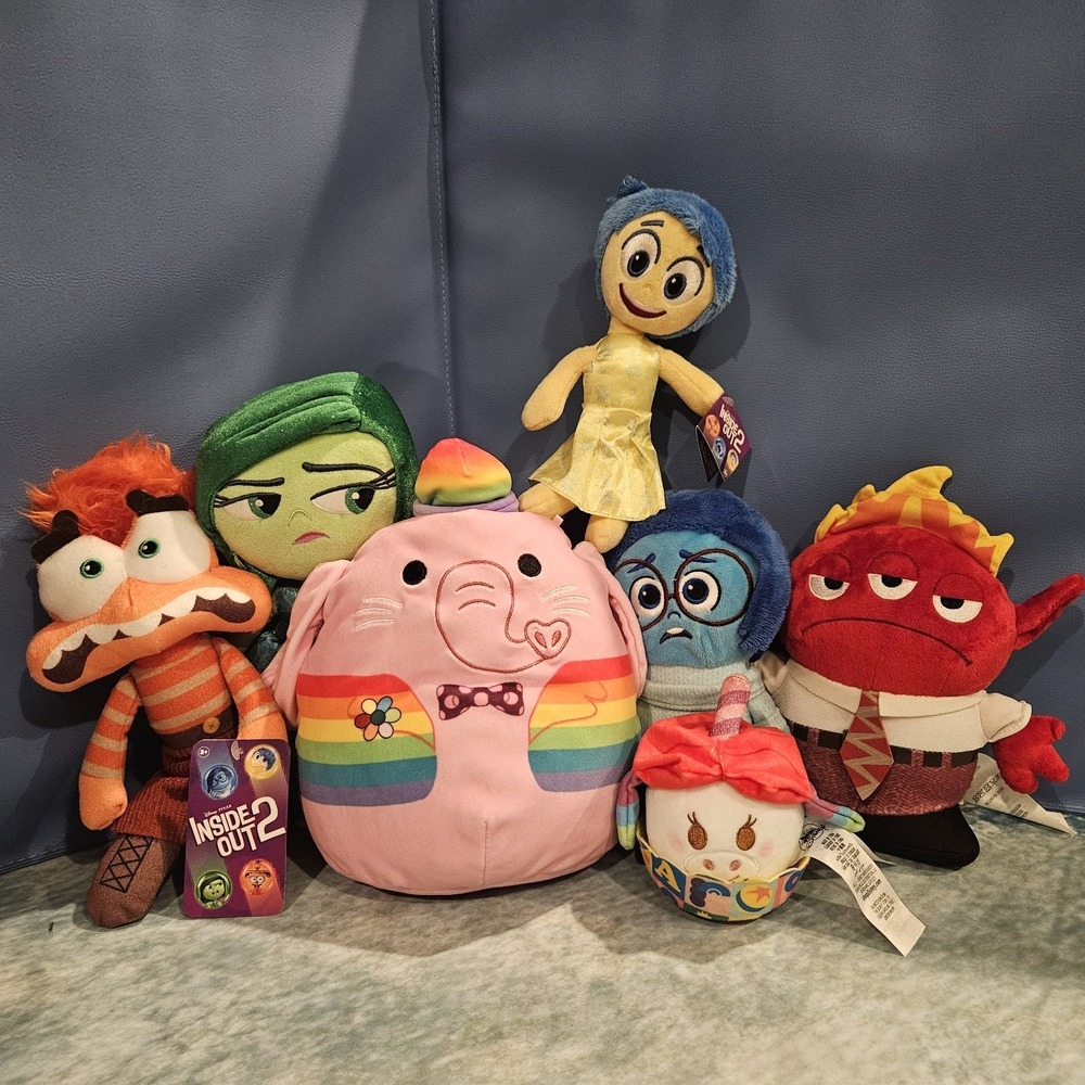 Inside Out 2 Plush Bundle Joy Sadness Disgust Anger Bing Bong Munchling Lot Of 7